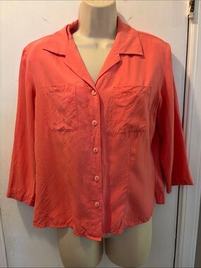 Ann Carson medium silk button up blouse top 26-258